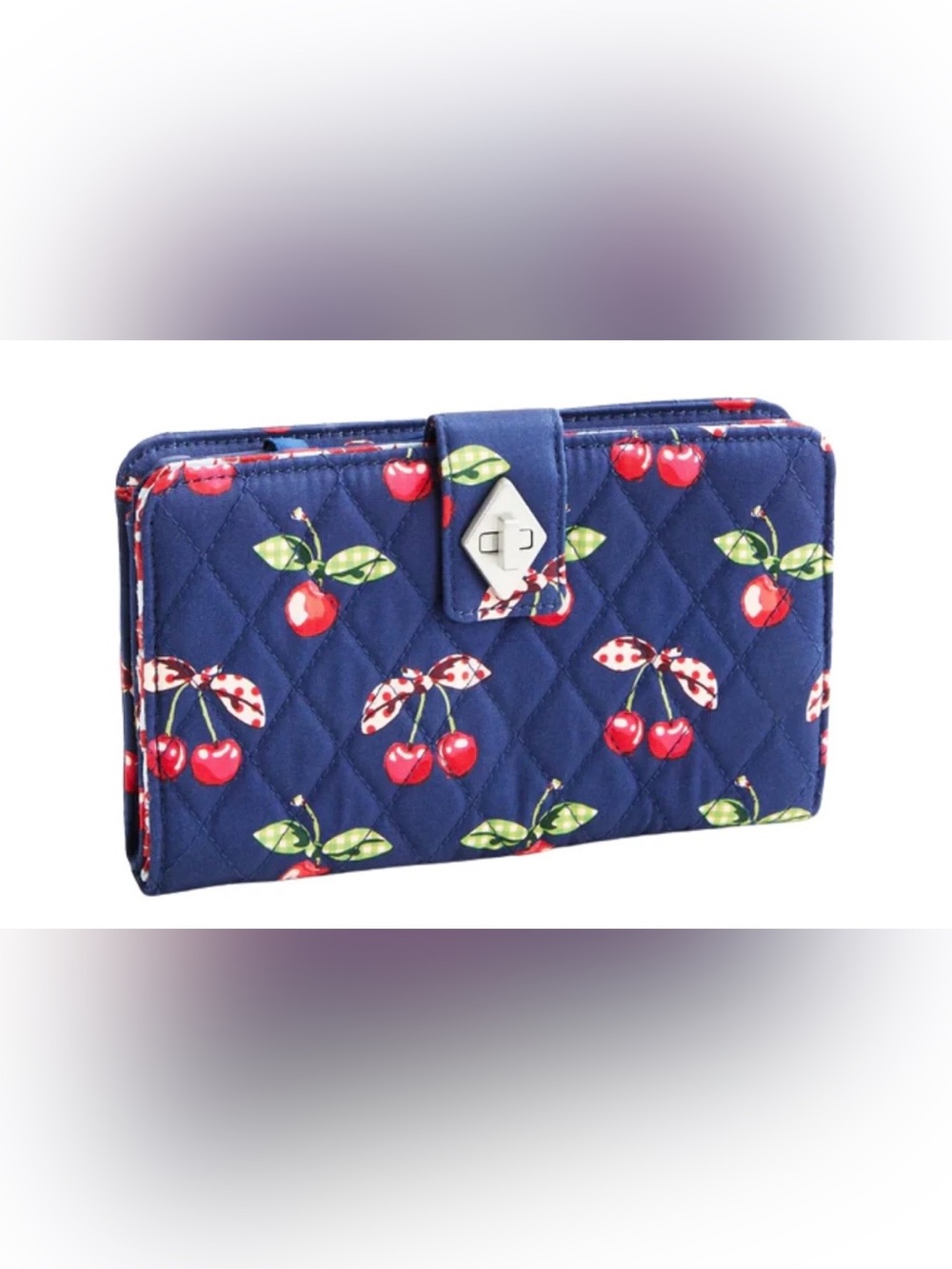 Vera Bradley Turnlock Wallet - Cherry Picking In Premium Cotton NWT